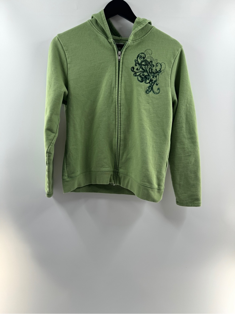 Hanes Green Embroidered Zip Up Hoodie – Women’s Medium